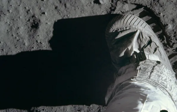 Картинка Луна, США, отпечаток, астронавт, ботинок, Базз Олдрин, лунный грунт, Аполлон-11