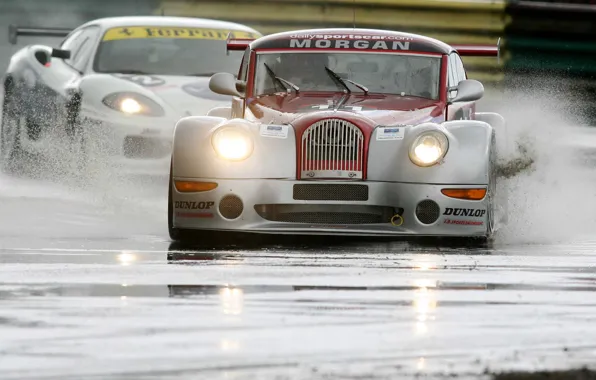 Брызги, трасса, Race, автомобиль, Morgan, Aero 8, British GT