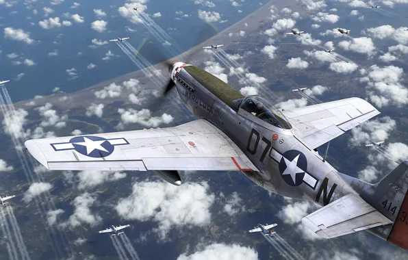 ВВС США, дальнего радиуса действия, North American P-51 Mustang, американский одноместный истребитель