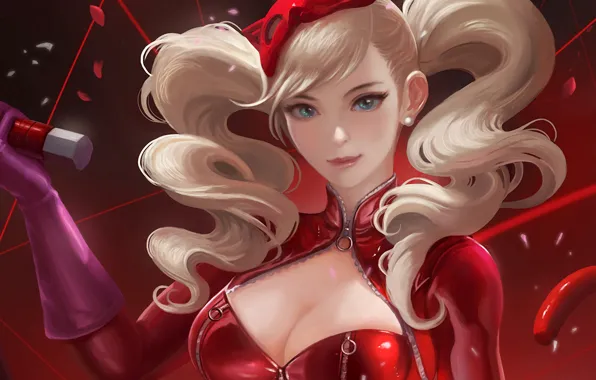 Girl, sexy, cleavage, long hair, boobs, anime, blue eyes, beautiful