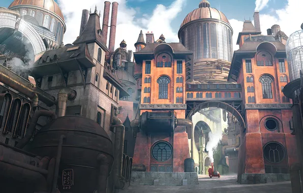 City, завод, стимпанк, фабрика, steam punk