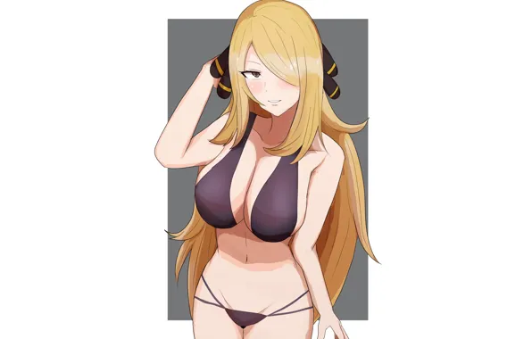 Girl, sexy, cleavage, long hair, brown eyes, boobs, anime, beautiful