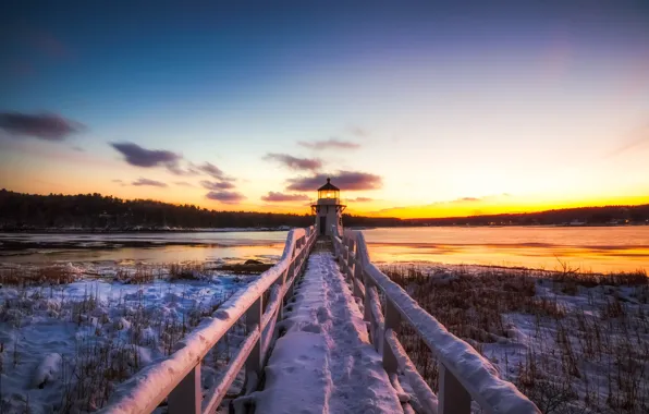 Картинка закат, мост, природа, Doubling Point Light