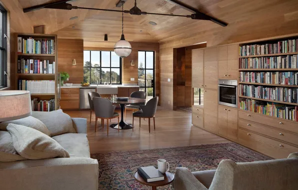 Интерьер, кухня, библиотека, гостиная, столовая, East Bay, by Sherry Williamson Design