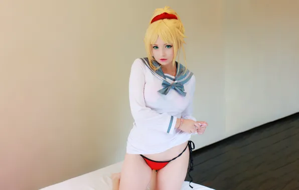 Girl, sexy, green eyes, beautiful, short hair, pretty, cosplay, erotic