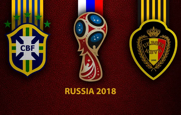 Wallpaper, sport, logo, football, FIFA World Cup, Russia 2018, Brazil vs Belgium