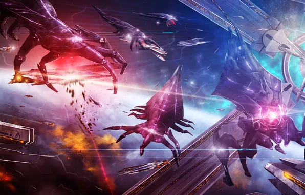 Картинка космос, война, корабли, citadel, mass effect 3, Destiny Ascension, catalyst, ripers