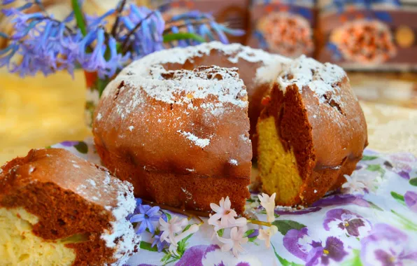 Картинка Цветочки, Flowers, Cake, Кекс, Пирог