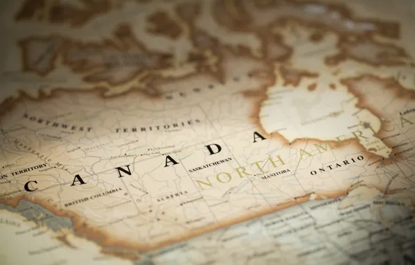 Картинка Canada, paper, antique map
