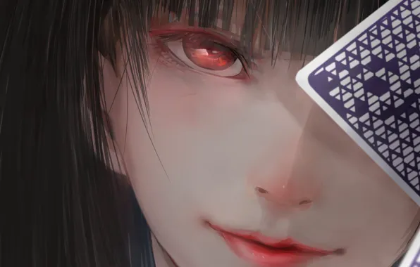 Girl, anime, face, japanese, bishojo, Kakegurui, Compulsive Gambler, Yumeko Jabami