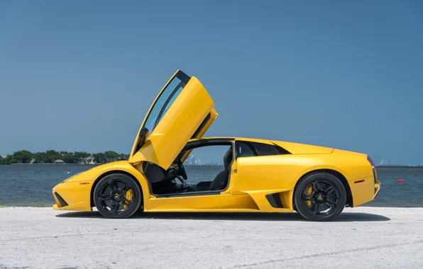 Lamborghini, supercar, yellow, Lamborghini Murcielago, Murcielago, lambo door