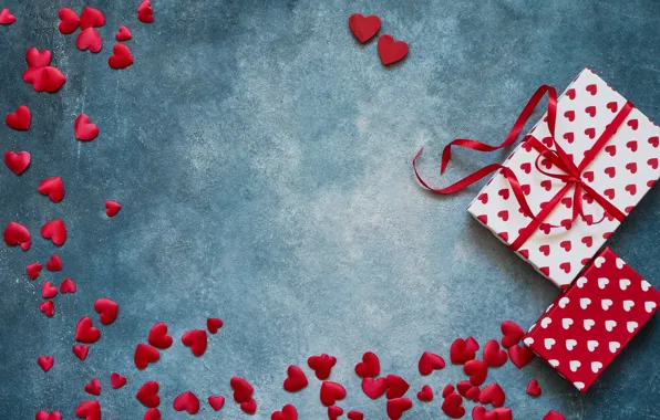 Картинка любовь, подарки, сердечки, red, love, romantic, hearts, valentine's day