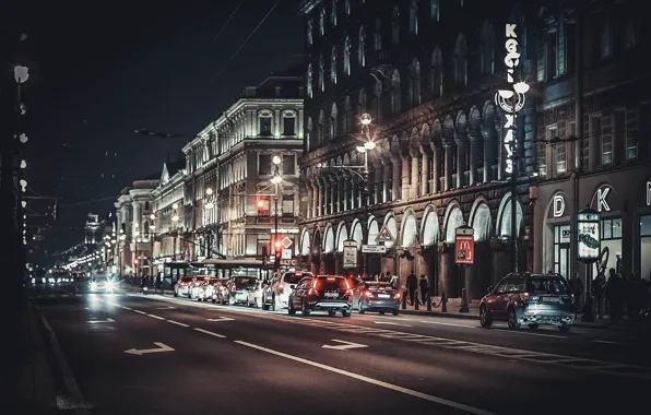 Ночь, улица, Питер, Санкт-Петербург, Russia, спб, St. Petersburg, Невский проспект
