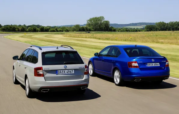 Картинка синий, серый, седан, Škoda, универсал, 2013, Skoda, Octavia RS