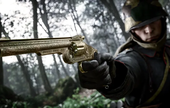 Пистолет, война, солдат, ствол, Electronic Arts, Battlefield 1