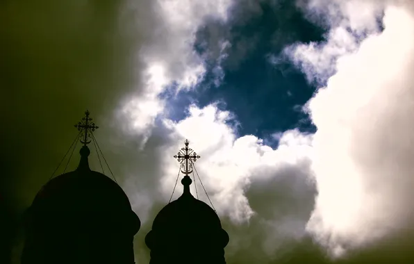 Небо, облака, тучи, кресты, Храм