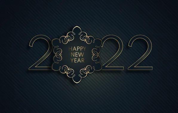 Золото, цифры, Новый год, golden, черный фон, new year, happy, luxury