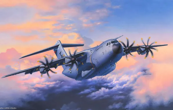 Картинка авиация, арт, самолёт, военный, Airbus, транспортный, A400M