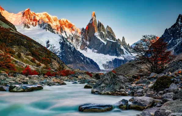 Горы, озеро, камни, Argentina, Аргентина, Анды, Patagonia, Патагония