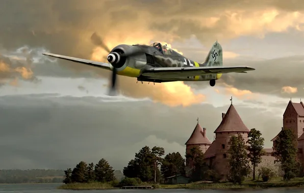 Картинка Air Force, August, Luftwaffe, 1944, Fw.190A-8, JG54, The Castle