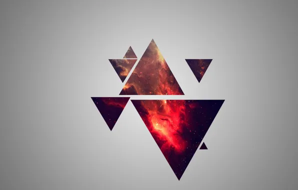 Звезды, Космос, Серый фон, Треугольники, Cosmos, Triangles