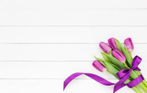 Букет, лента, тюльпаны, розовые, white, with, tulips, bow