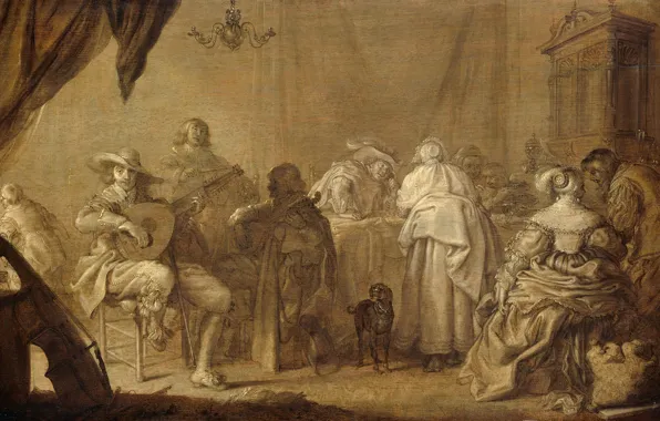 Масло, картина, 1645, Музицирующая Компания, Адриан ван де Венне, Adriaen van de Venne