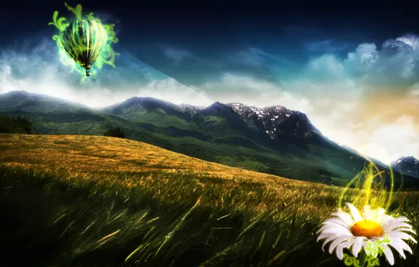 Sky, nature, mountain, baloon