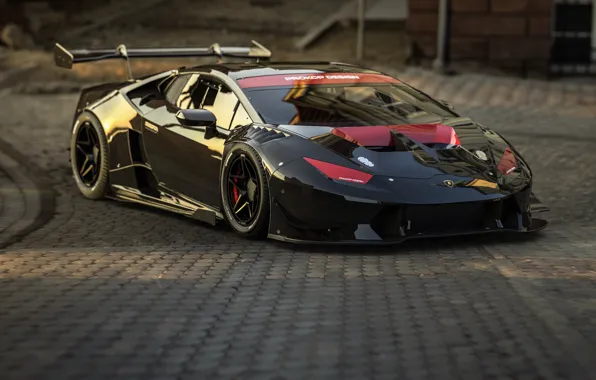 Черный, Lamborghini, Машина, Арт, Суперкар, Рендеринг, Concept Art, Huracan