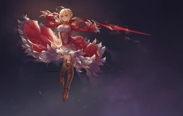 Девушка, Меч, Сейбер, Fate / Extra