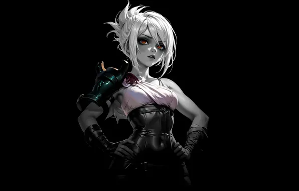 Картинка League of Legends, simple background, dark background, AI art, Riven (League of Legends)