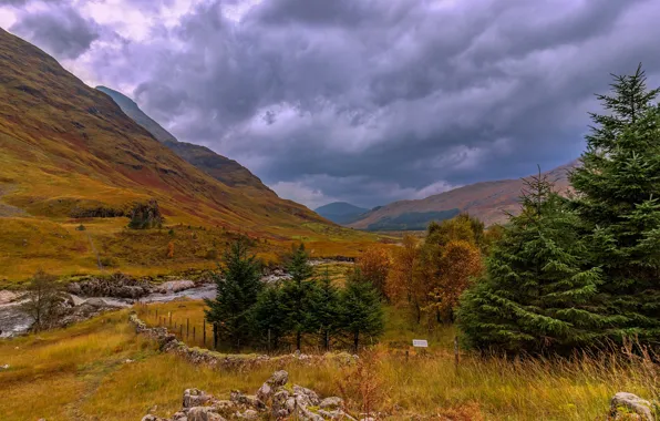 Картинка горы, Шотландия, речка, Scotland