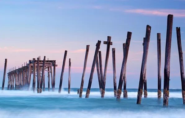 Картинка холод, море, волны, вода, закат, океан, Ocean, NEW JERSEY