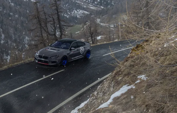 Дорога, Горы, Лес, BMW, БМВ, Mountain, Grey, BMW M6