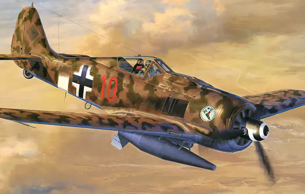 Картинка ww2, avião, pintura, aviação, arte, fw-190