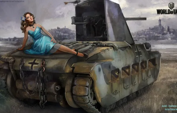 Картинка девушка, танк, girl, танки, WoT, Мир танков, tank, tanks