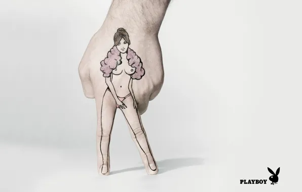 Девушка, стиль, фон, рисунок, рука, реклама, эмблема, Playboy