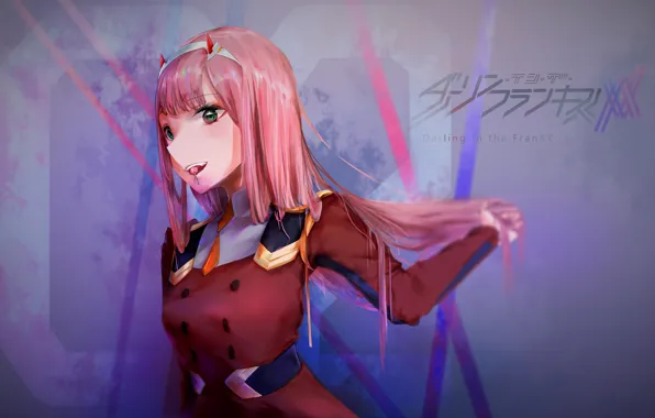 Девушка, аниме, розовые волосы, Darling In The Frankxx