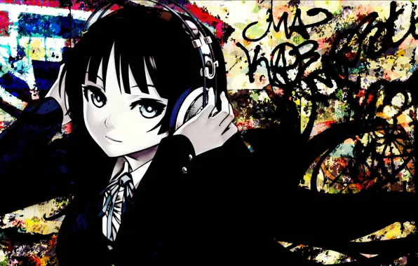 Взгляд, девушка, наушники, K-On!, Кэйон!