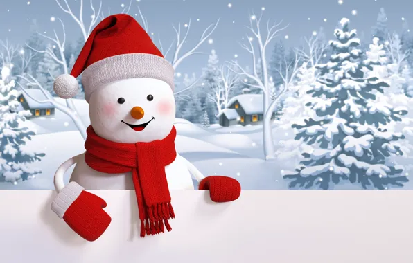 Снеговик, happy, winter, snow, cute, snowman