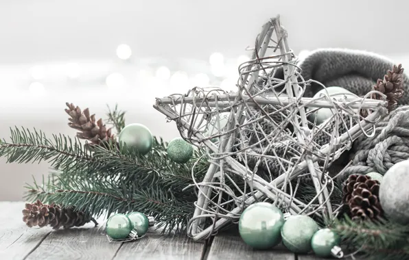 Украшения, шары, звезда, Рождество, Новый год, christmas, balls, шишки