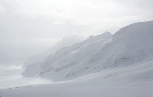 Картинка Зима, Горы, Туман, Снег, Швейцария, Мороз, Winter, Frost