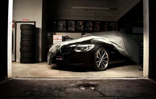 Картинка Black, Garage, vossen wheels, BMW 7_series