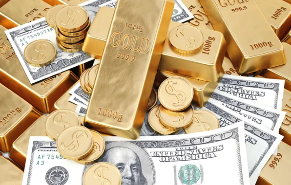 Картинка золото, деньги, доллары