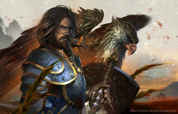 Картинка птица, орел, человек, арт, мужчина, World of Warcraft, blizzard, warcraft