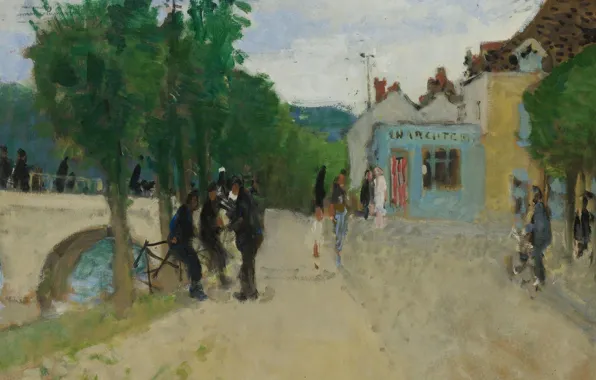 Картина, Деревенская Улица, Пьер Эжен Монтезин, Pierre-Eugene Montezin