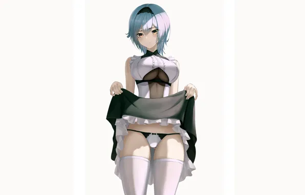 Girl, sexy, lingerie, pantsu, cleavage, panties, thighhighs, dress