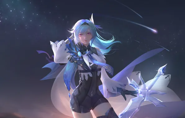 Картинка video game, Genshin Impact, Blue hair Eula