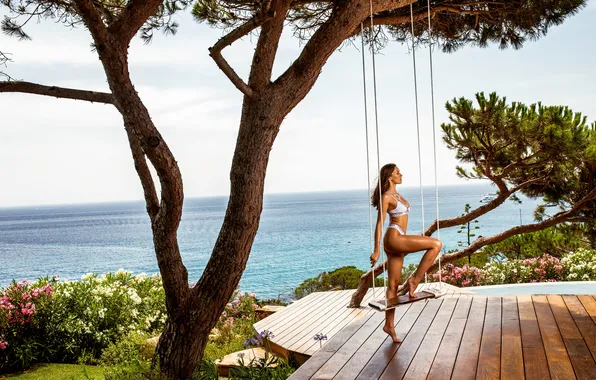 Girl, summer, sea, nature, flowers, Porn Star, smile be happy, Porn Actress
