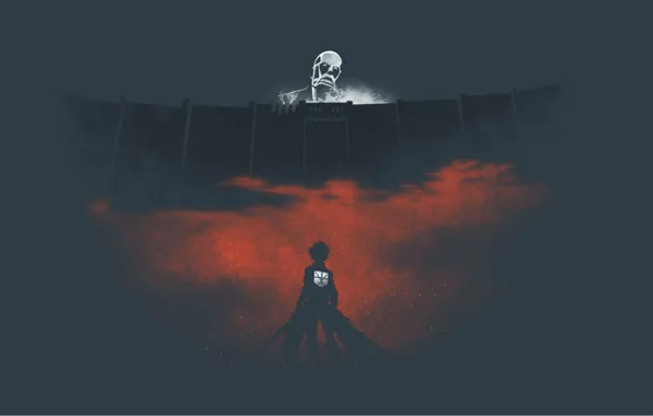 Стена, титан, Shingeki no Kyojin, Eren Yeager, Вторжение гигантов, кровавый туман